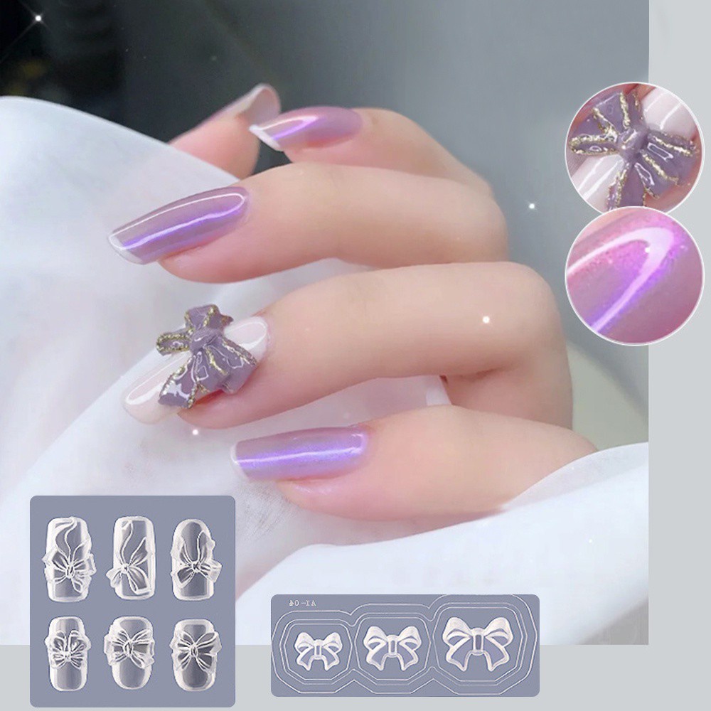 Khuôn In Trang Trí Móng Tay Hình Nơ 3D Bằng Silicone DIY