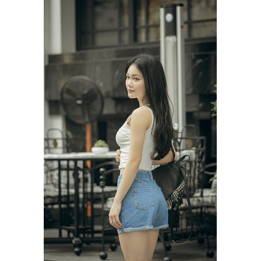 Quần short jean nữ Yuna vải bò không co dãn gập gấu cạp cao mặc siêu tôn dáng, thời trang nữ YUNA | BigBuy360 - bigbuy360.vn