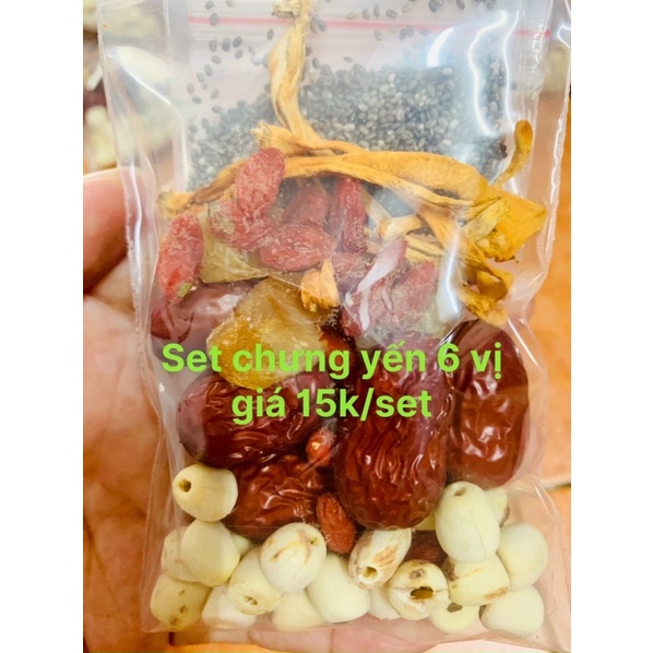 set chưng yến sào mix sẵn 6 vị chưng được 20g yến giá 15k