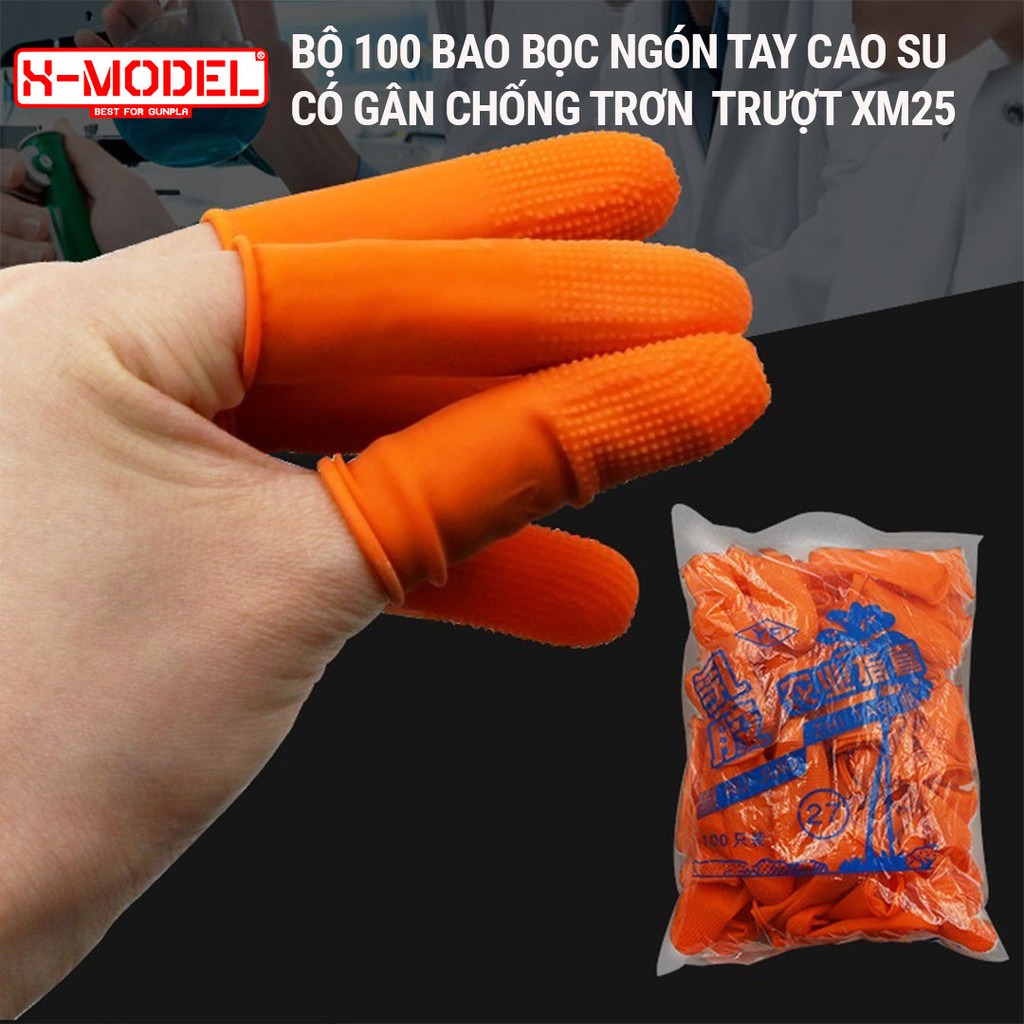 Bộ 100 bao bọc ngón tay có hạt vân chống trơn trượt, chống mài mòn chống tích điện, bảo vệ tay khi dùng XMODEL XM25