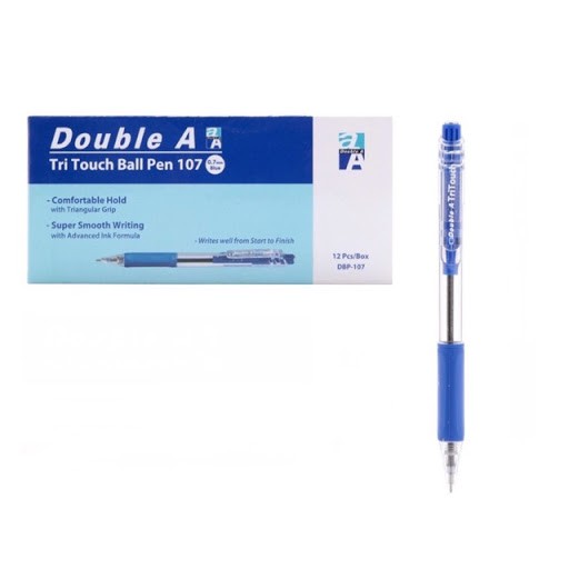 Hộp 12 bút bi Double A ngòi 0.7mm, bút bi mực xanh, chính hãng Double A - Soleil Home