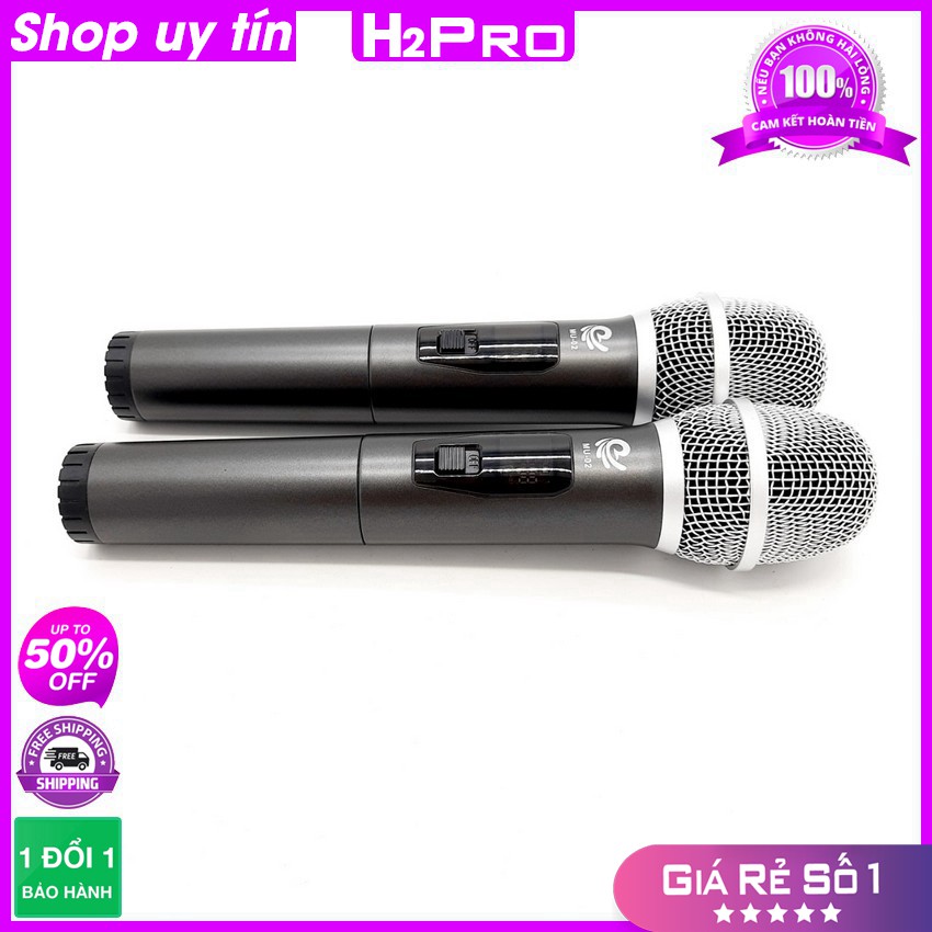 [RẺ VÔ ĐỊCH] Đôi Micro không dây cao cấp H2PRO MU02 UHF, Micro karaoke cầm tay giá rẻ, tặng hai đôi pin và hai Silicon C