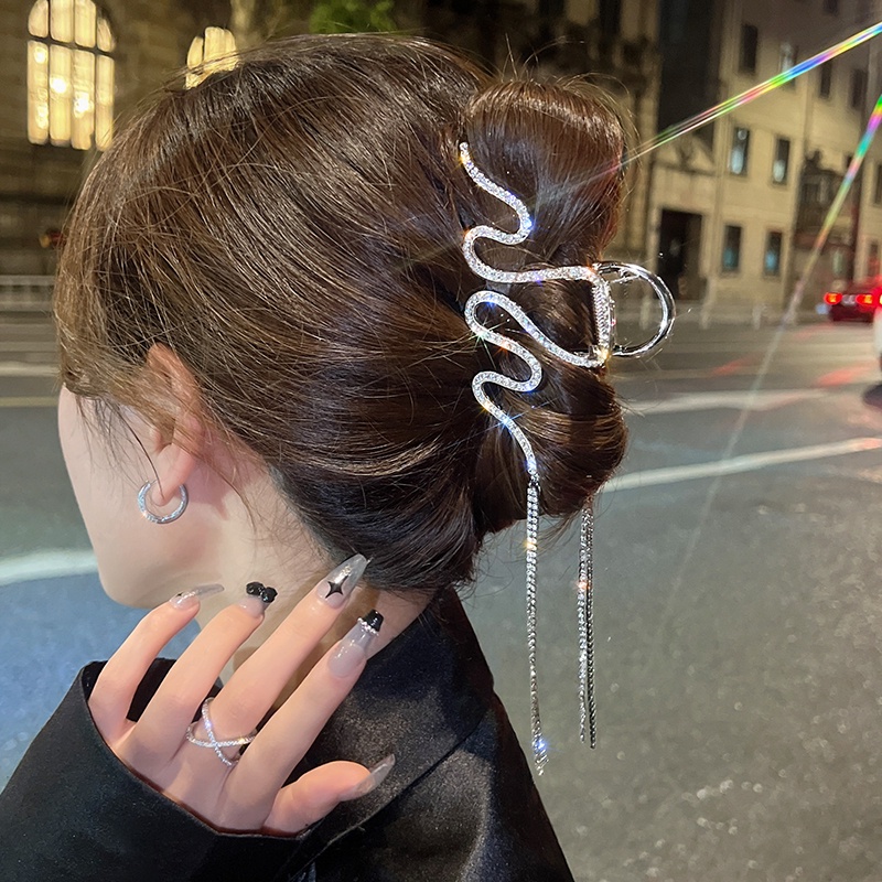 Kẹp Tóc Tua Rua Cố Định Đường Cong Lớn Phong Cách Hàn Quốc Cho Nữ