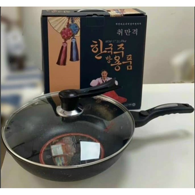 Chảo chống dính siêu bền đá sâu Coopia Hàn Quốc có nắp kính size 32cm dùng cho mọi loại bếp