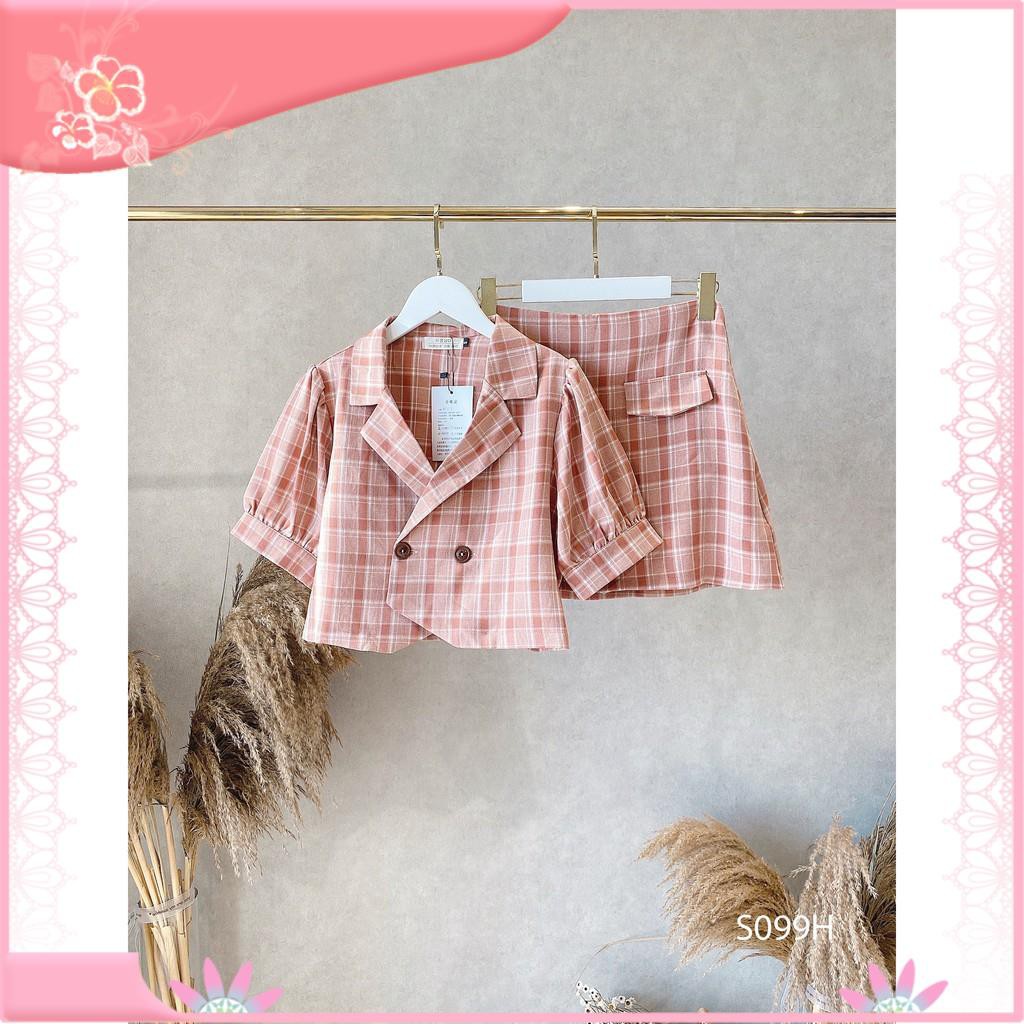 Set Áo Vest Chân Váy Ngắn Hàn Quốc Có Lớp Lót Đẹp Hiện Đại Chất Liệu Thô Mát Không Nhăn -Thời Trang Thiết Kế