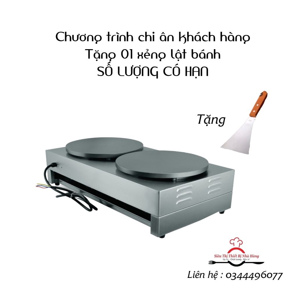 [Dùng điện] TẶNG XẺNG LẬT BÁNH, Máy làm bánh crepe đôi dùng điện, Chất lượng bền bỉ, bảo hành dài hạn