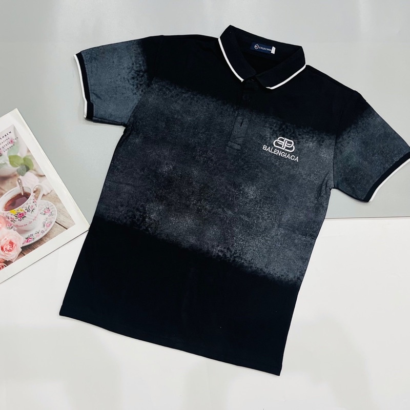 Áo thun nam có cổ, áo polo nam tay ngắn phối in hình vải cotton không xù lông form dáng chuẩn thun lạnh mát