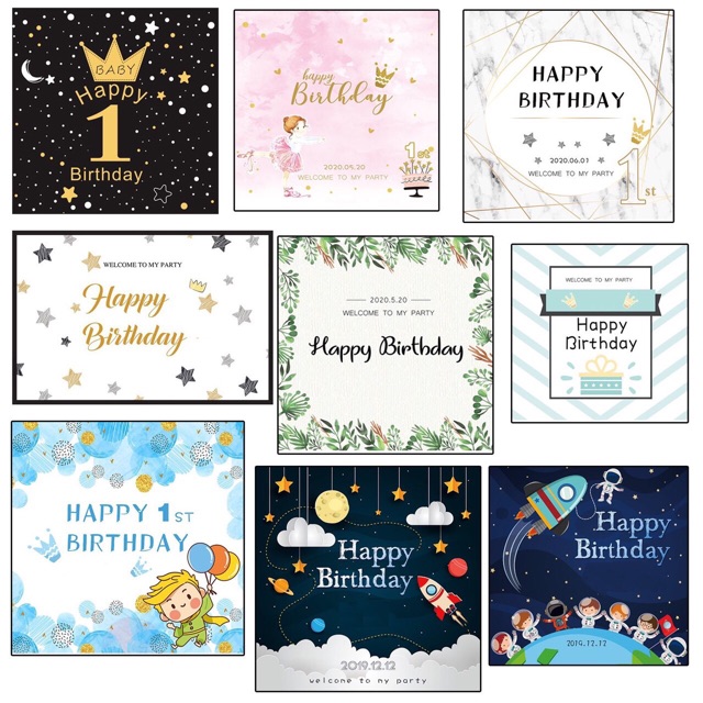 Sét Bóng Sinh Nhật Kèm Banner Thiết Kế Theo Yêu Cầu