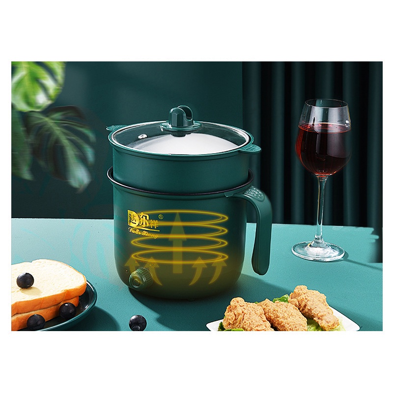 Nồi Mini Đa Năng, Ca Nấu Mì Mini Quốc Dân Nồi Điện Mini 2 Tầng Kèm Giá Hấp Đa Năng Nướng, Luộc, Chiên Chống Dính