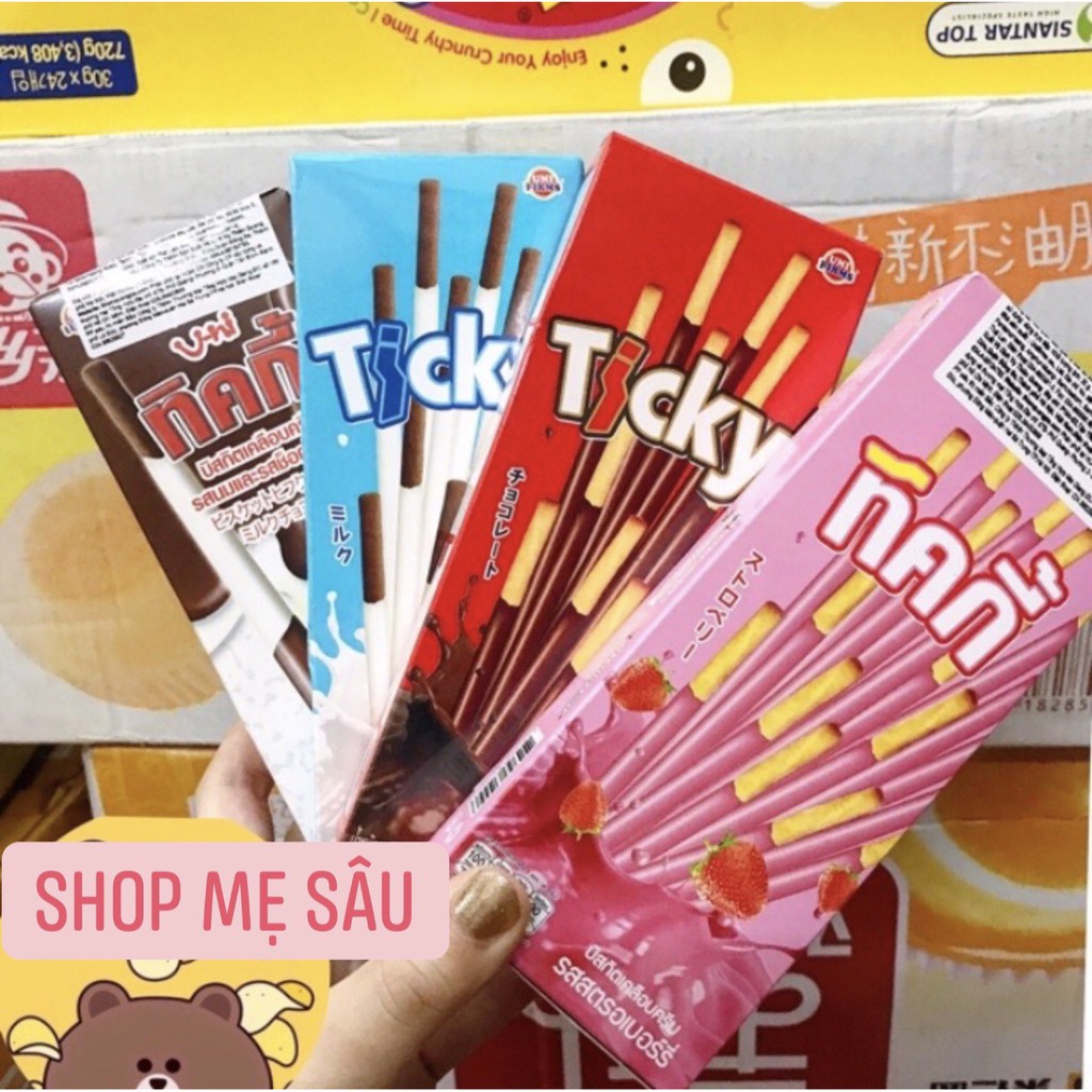 Lốc 13 Hộp Bánh Ticky Thái 💖 FREESHIP 💖 Bánh Que Ticky Thái Lan - Hàng Nhập Khẩu, Đủ 4 Vị