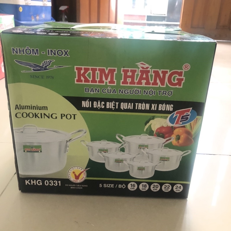 Bộ Nồi Nhôm 5 Món Cao Cấp Kim Hằng T5 Theo Tiêu Chuẩn Nhật Bản_Hàng Chính Hãng