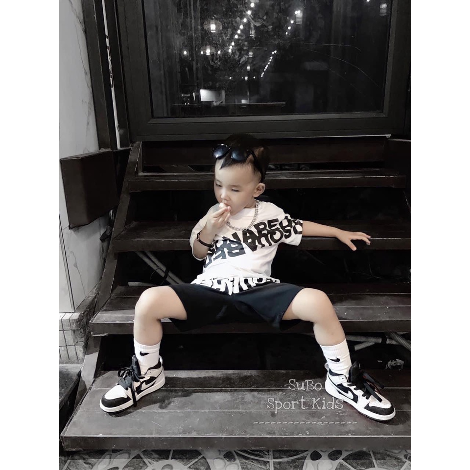 Set bộ quần đùi áo thun bé trai họa tiết DSQ vải cotton mềm mịn, thoáng mát SAMY KIDS