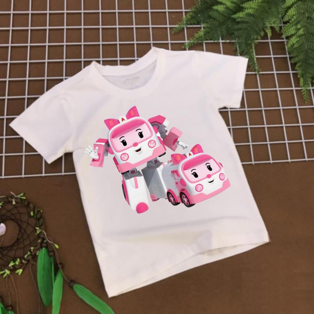 Áo Thun In Hình Robocar Poli Và Những Người Bạn Cứu Hỏa Cứu Thương Dành Cho Bé Trai Bé Gái