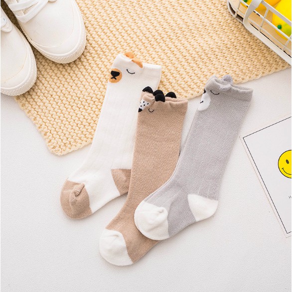 Set 3 đôi tất kids cổ cao hình ngộ nghĩnh cho bé 0-1 tuổi 1-3 tuổi siêu đẹp