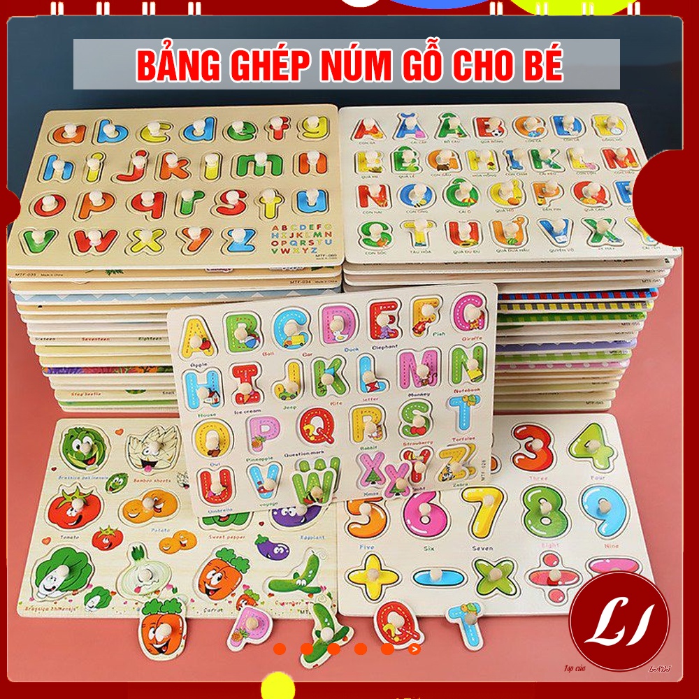 Bảng CHỮ CÁI VÀ SỐ GỖ Tiếng Việt có NÚM CẦM, ghép hình cho bé nhận biết và phát triển tư duy