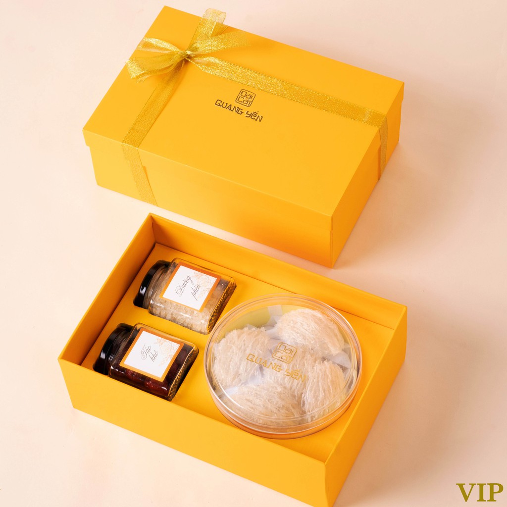[HỘP QUÀ CAO CẤP] HỘP QUÀ GIẤY/GỖ CAO CẤP - 1 YẾN TINH CHẾ 50/100 + 1 HŨ TÁO ĐỎ - ĐẠI CÁT QUANG YẾN