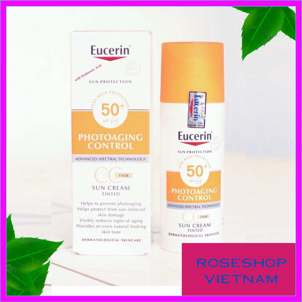 Kem Chống Nắng Làm Đều Màu Da Eucerin Sun Cream Face Tinted CC Cream Photoaging Control SPF50 50ml. Roseshop VietNam SP9