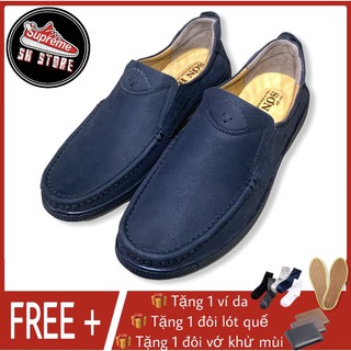 [QUÀ TẶNG+MIỄN SHIP]GIẦY LƯỜI DA BÒ 100% MŨI KHÂU SƠN HÀ XUẤT KHẨU