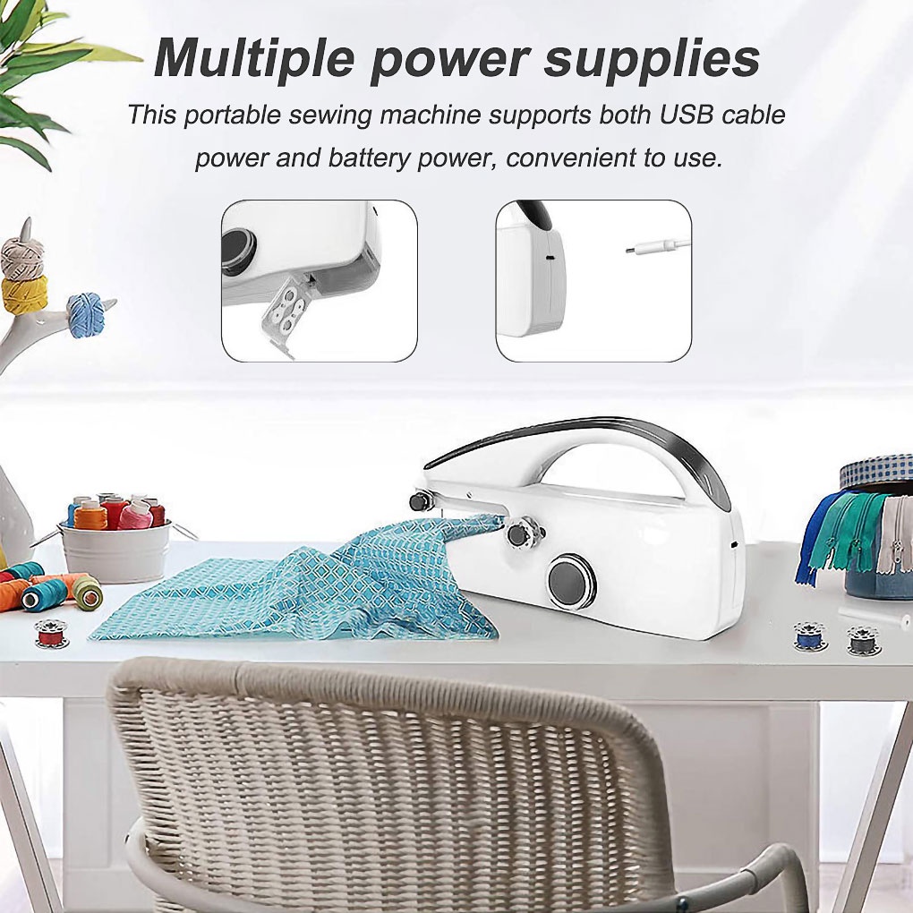 Handheld Sewing Machine Battery Powered Electric USB Quick Stitching Device Home Needlework DIY Travel Fabric【vollter1】