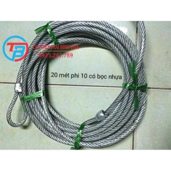 Dây cáp khoá xe chống cắt dài 3m, 4m, 5m (đường kính 10mm ) có bọc nhựa - Cáp Thép Thái Bình Vina