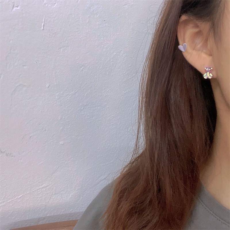 S925 Set 3 Khuyên Tai Hình Gấu Dễ Thương Cho Nữ