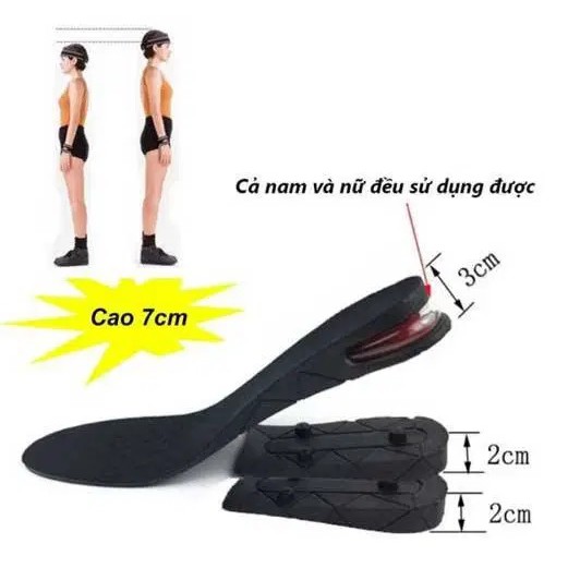 Độn giày tăng chiều cao nhiều lớp có thể tháo rời, lót giày CẢ BÀN đệm khí êm chân siêu tiện ích