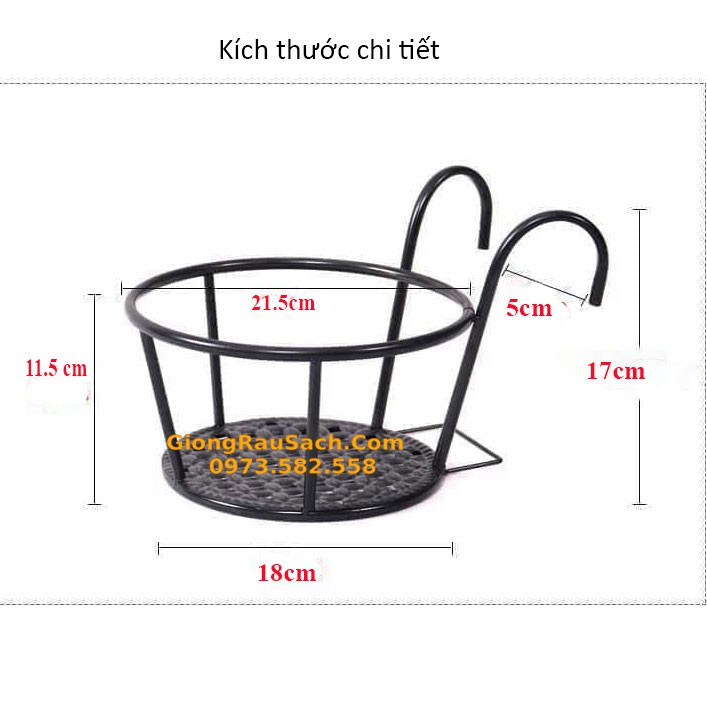 Giá (Giỏ) Móc Treo Chậu Hoa Nghệ Thuật Bằng Sắt Trang Trí Ban Công Ngoài Trời