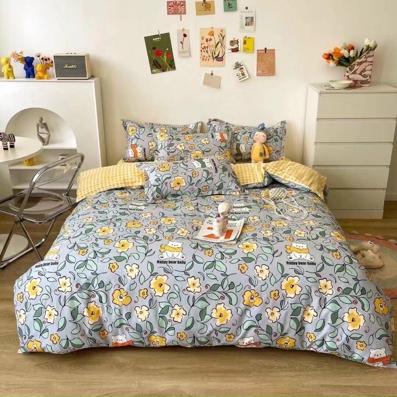 Set chăn Ga Cotton poly nhập khẩu(Có Chăn Phao dày dặn) 2023