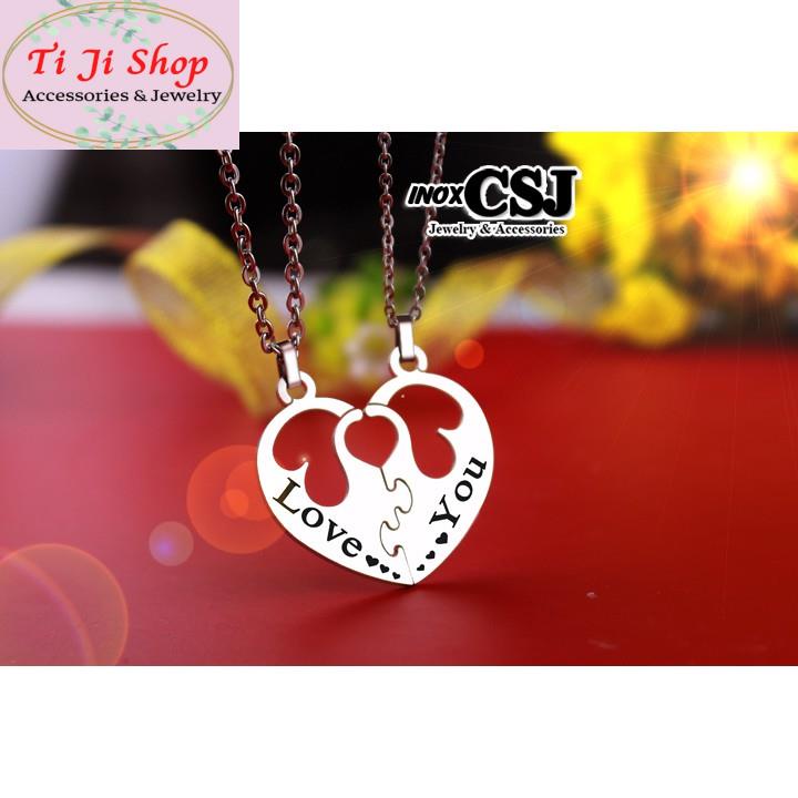 DÂY CHUYỀN INOX CẶP ĐÔI TRÁI TIM GHÉP LOVE YOU MC259 - siêu đẹp chuẩn thời trang