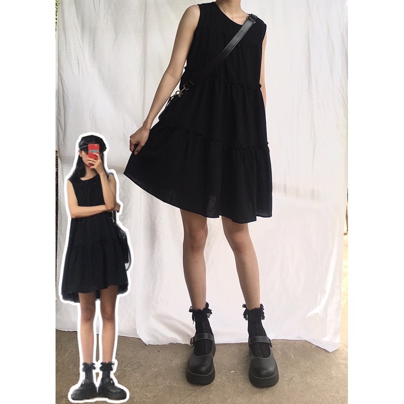 [ 2ndhand] váy babydoll sát nách đen xinh xắn