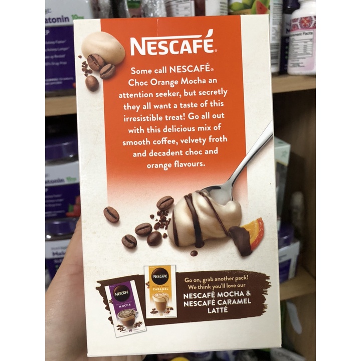 Cafe sữa sủi bọt Nescafe Special Edition Choc Orange Mocha của Úc (Hộp 10gói)