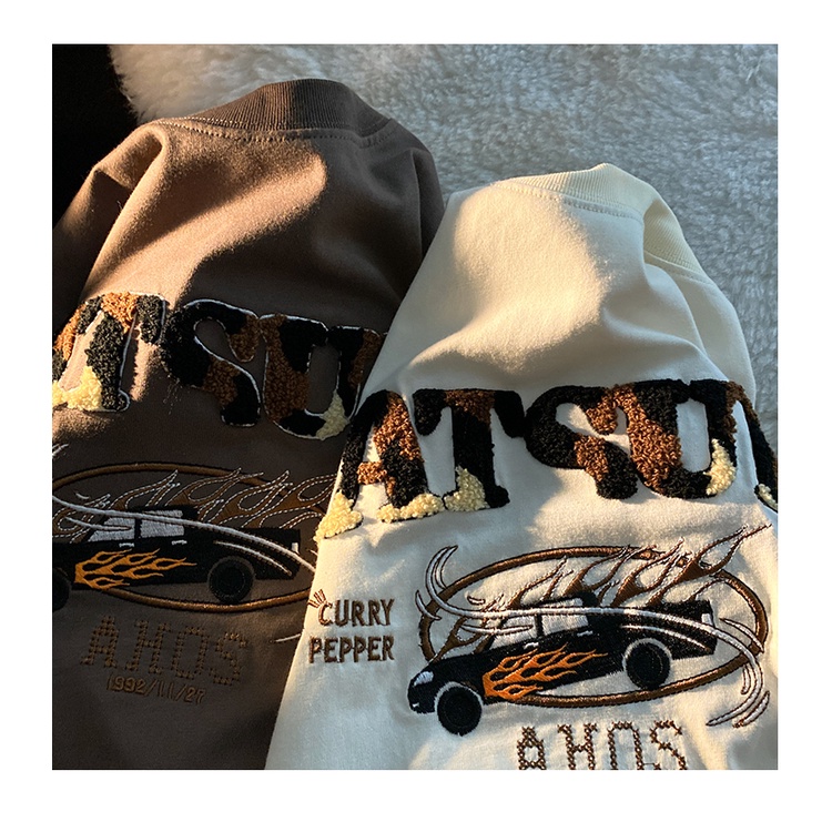 Áo Thun Nữ Ngắn Tay Thêu Chữ Mặt Trước Và Sau Lưng