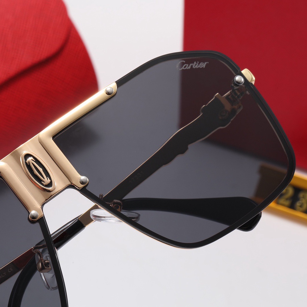 Cartier Kính Mát Gọng Vuông Bản To Phong Cách Vintage Thời Trang Cho Nam Nữ