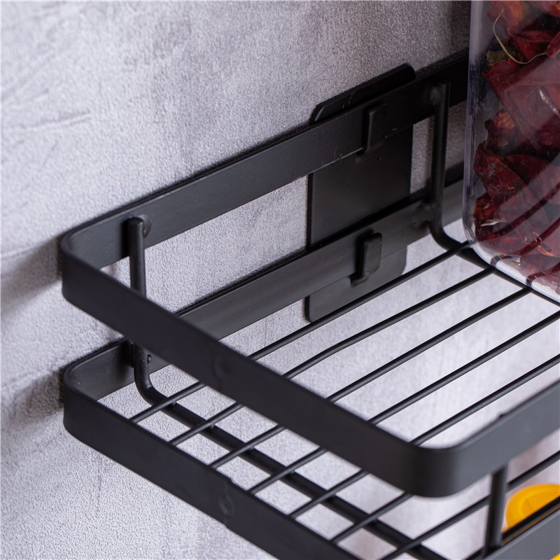 Kệ để gia vị Inox Đen Dán Tường gạch men tiện lợi gọn gàng bàn bếp Không cần khoan tường | BigBuy360 - bigbuy360.vn