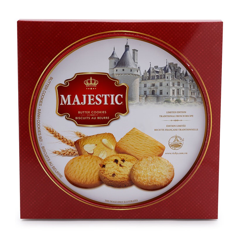 Bánh quy hộp thiếc Richy Majestic Đỏ 382g