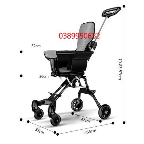 XE TRẺ EM - XE ĐẨY ĐẢO CHIỀU, GẤP GỌN, XOAY CHIỀU - THOÁNG LƯNG CHO BÉ