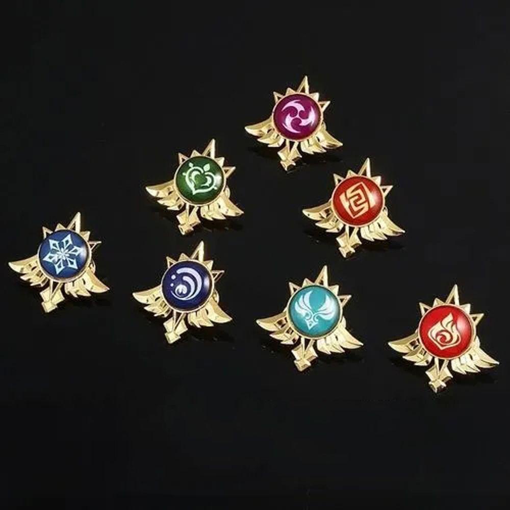 Qqmall Ghim Cài Áo Bằng Hợp Kim Hình Anime Mắt Thần 7 Element Weapons Game Genshin Vision Lnazuma Thời Trang