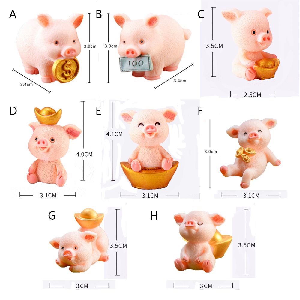 1 mô hình chú heo may mắn mini dễ thương dùng trang trí DIY