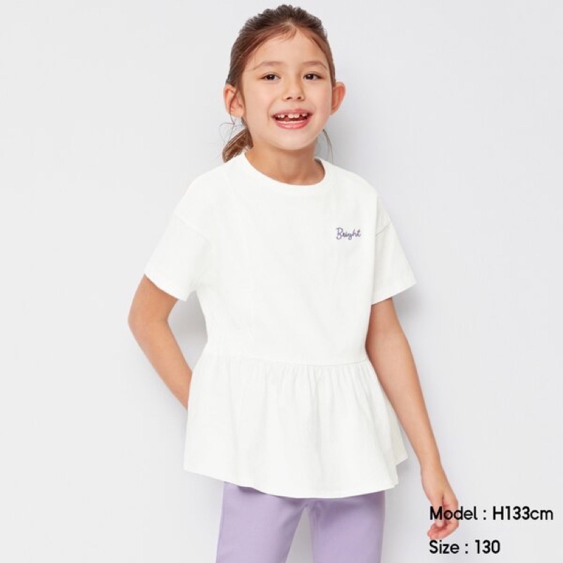 Áo phông Peplum ngắn tay bé gái tuổi teen Bright xinh xắn của GU - Nhật