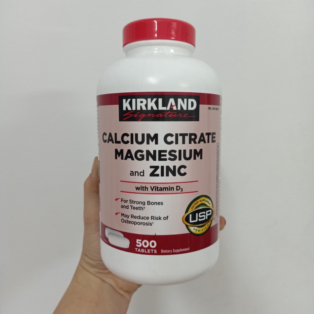 Viên uống Bổ Sung Canxi Kirkland Calcium citrate magnesium and ZinC  + D3, 500 viên - USA
