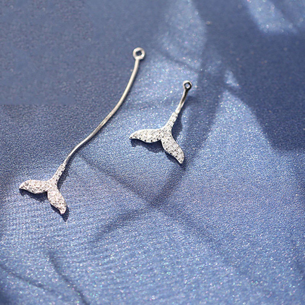 Bông Tai Xỏ Lỗ Hình Đuôi Cá Đính Ngọc Trai Giả Thời Trang Hàn Quốc Cho Nữ 925