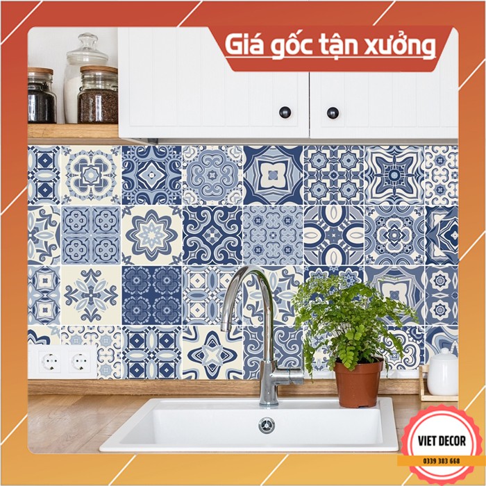 Decal Gạch Bông C23 - Set 30 ô 20x20cm - Decal Dán tường Trang trí - Viet Decor