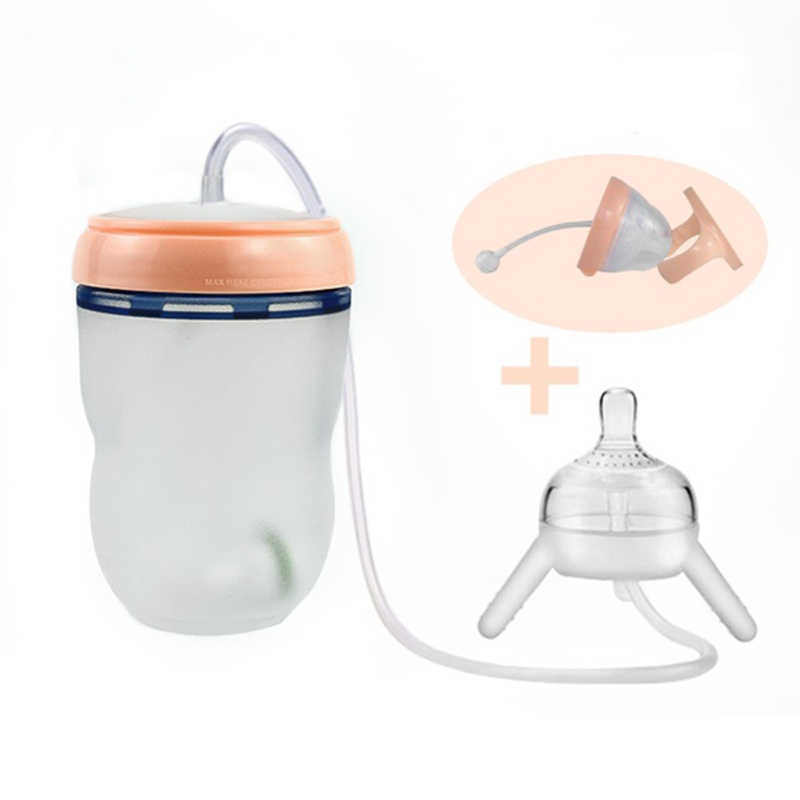 Bình Sữa Silicone 250ml Có Ống Hút Dài Cho Bé