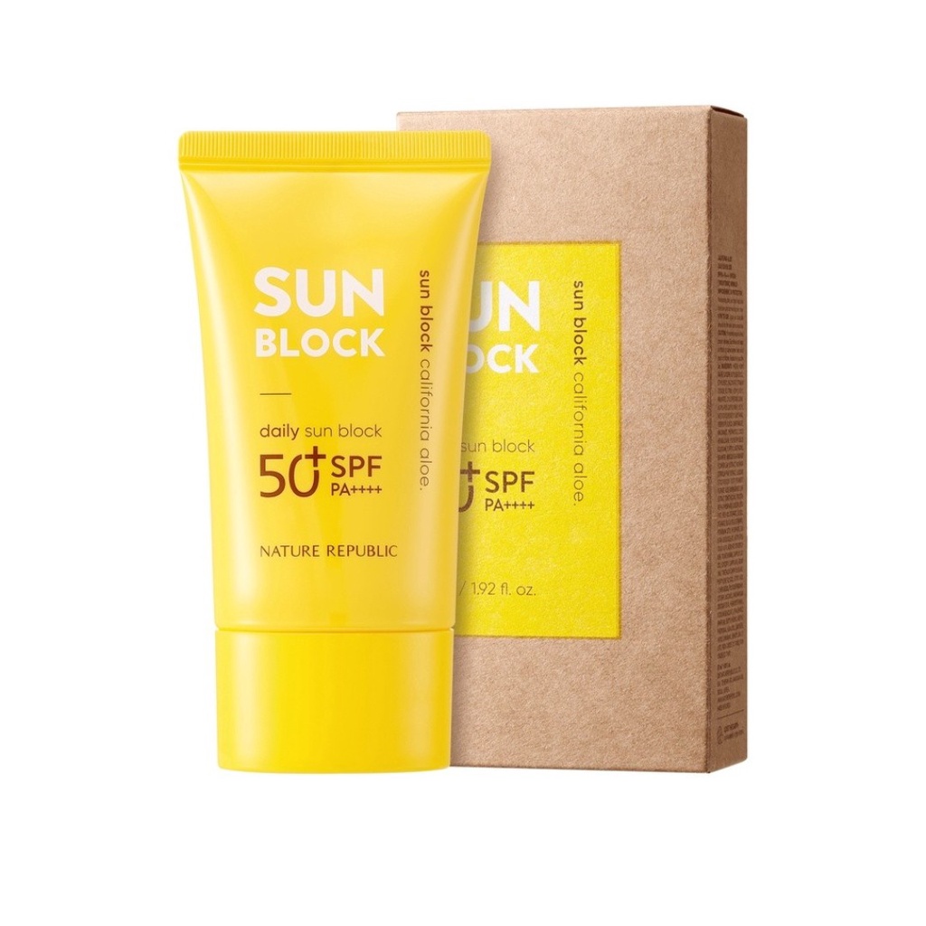 Nature Republic Kem chống nắng California Aloe Daily Sun Block SPF50+PA++++ 57ml, nâng tone tự nhiên