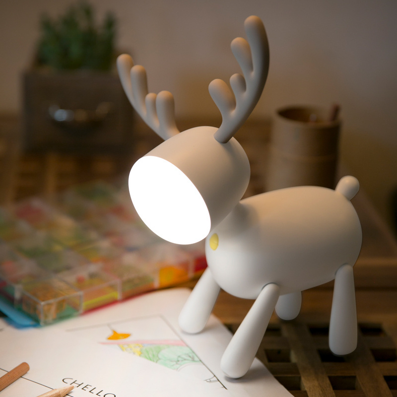 [ Cartoon Children's Elk Eye Protection Led Table Lamp ][ Creative Bedroom USB Charging Small Night Lamp ]