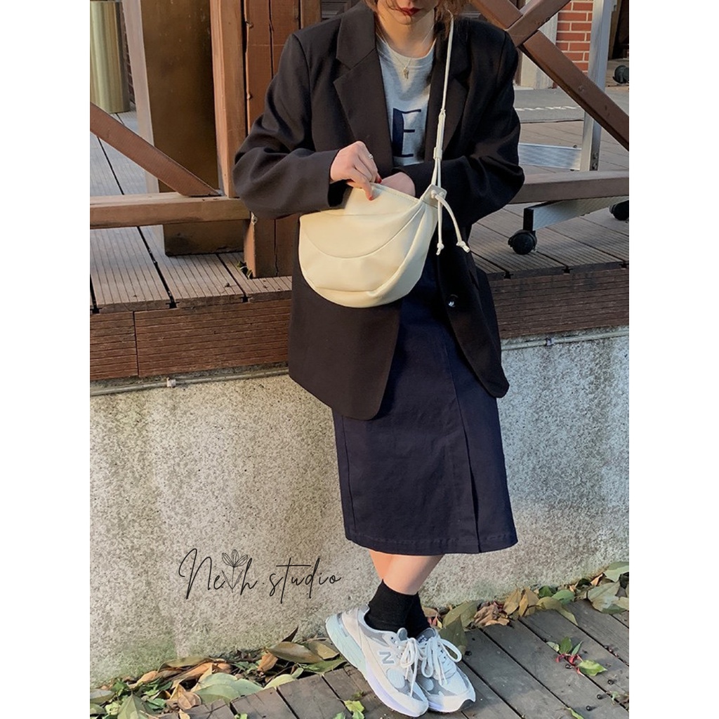 Áo khoác blazer nữ 2 lớp màu đen nâu đứng form có miếng độn vai neih.studio | BigBuy360 - bigbuy360.vn