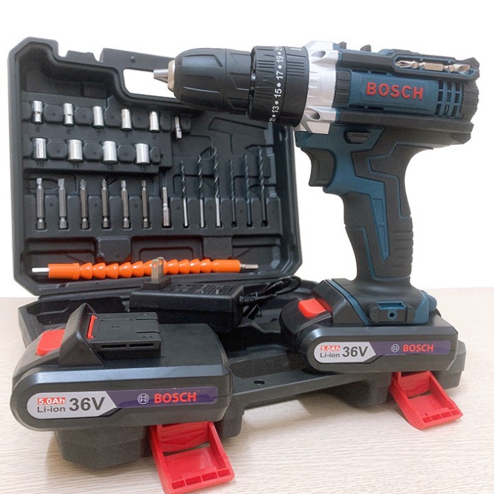 Bộ Máy Khoan Pin Boss 24 Chi Tiết 36V 3 Chức Năng Có Búa Khoan Tường, Máy Khoan Pin, Máy Bắn Vít Pin