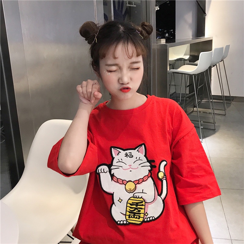 Áo thun mèo thần tài nam nữ hàng Quảng Châu (CÓ SIZE S - XL) A253
