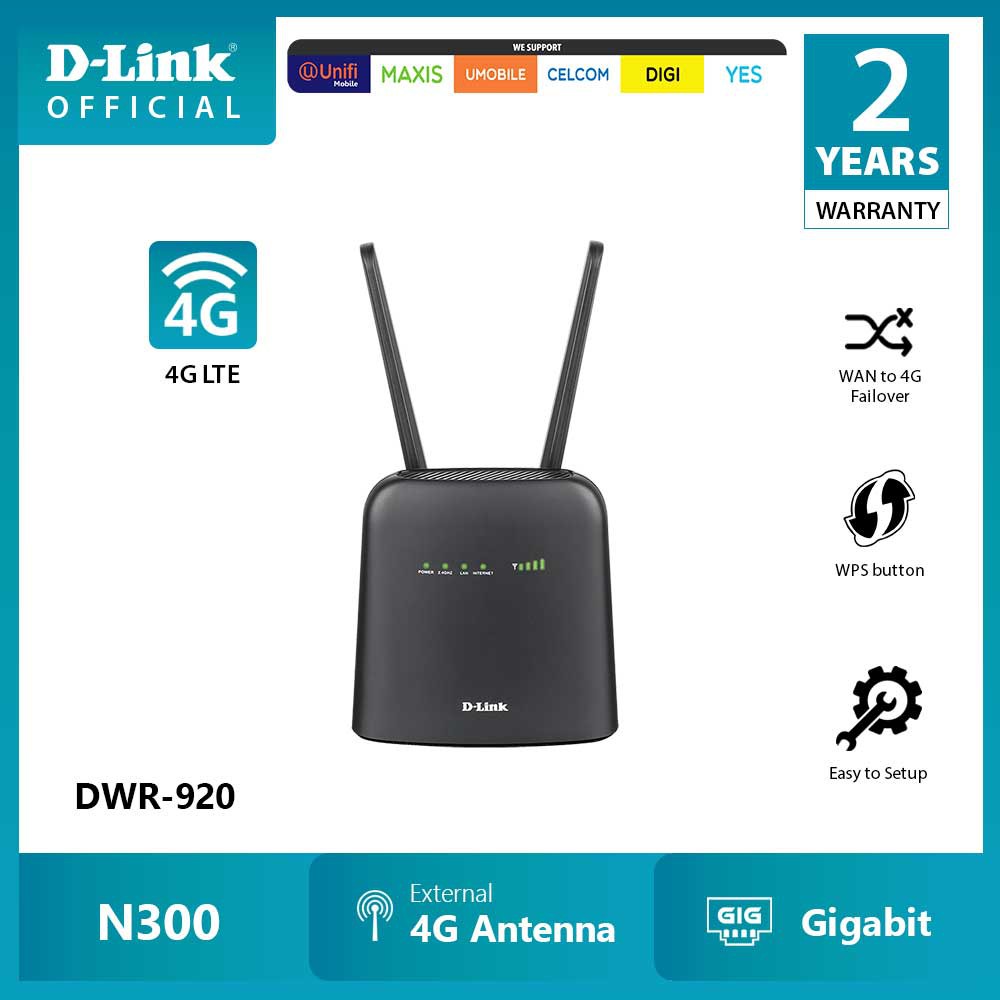 Router Wi-Fi phát từ sim 4G D-Link chuẩn N300 D-LINK DWR-920