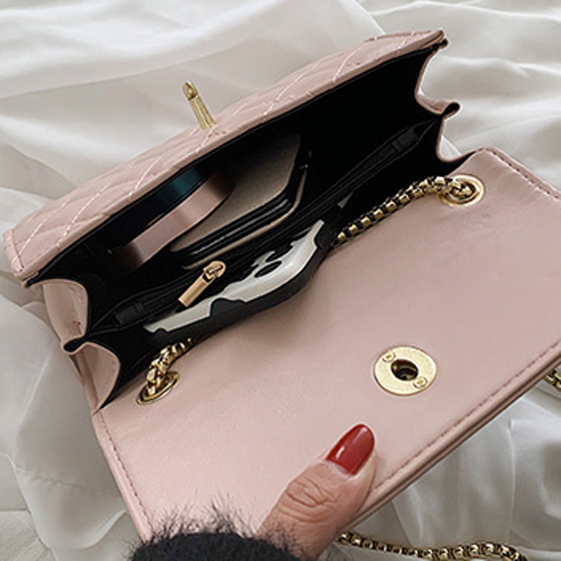 Túi Đeo Vai Bằng Da Mềm Phối Dây Xích Thời Trang Hàn Quốc Cho Nữ